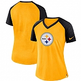 Women Pittsburgh Steelers Nike Top V Neck T-Shirt Gold Black,baseball caps,new era cap wholesale,wholesale hats